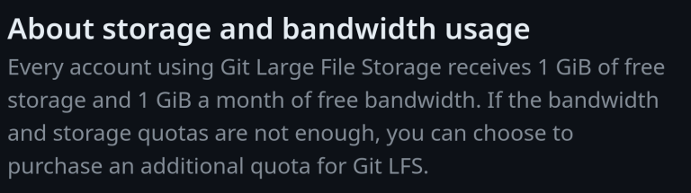 GitHub Large File Storage (git lfs) is basically paid only – James O'Claire